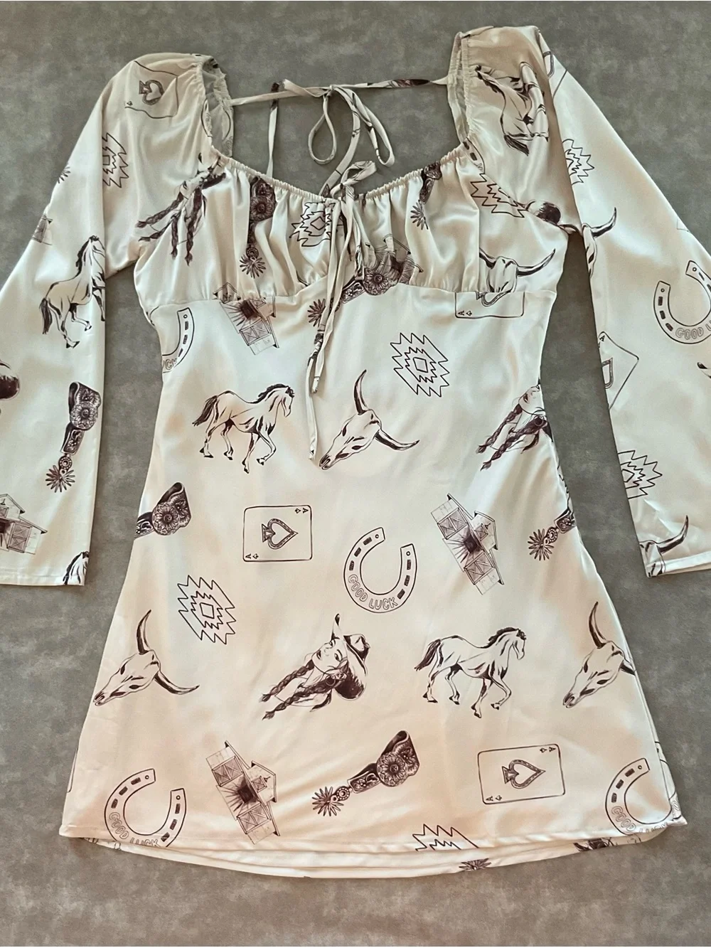 Bailey Rose NWT Western Cowboy Print Mini Dress XL Long Sleeve Rodeo - Picture 3 of 7